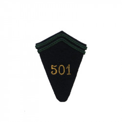 Patte de manche du 501ème Régiment de Chars de Combat - numéro brodé or, drap bleu nuit