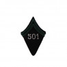 Patte de manche du 501ème Régiment de Chars de Combat - numéro brodé argent, drap noir