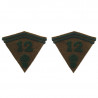 2 collar tabs for greatcoat model 1935 with the Foreign Legion grenade - 12th Foreign Infantry Regiment (12e REI)