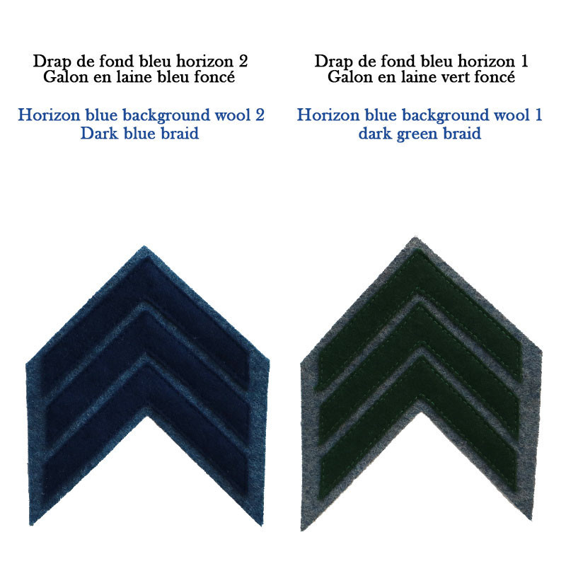 Chevrons of presence or injury called brisques made in cut wool