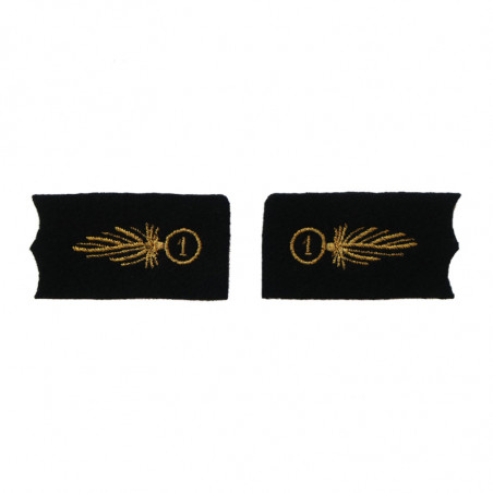 2 collar tabs with mechanically Foreign Legion embroidered speciality insignia model 1893