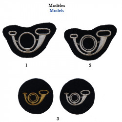 Hunting horn embroidered insignia for beret - the 3 models