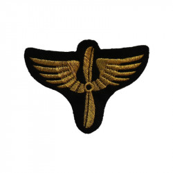 Insigne de bras de l'aviation brodé sur du drap de laine bleu foncé - officier